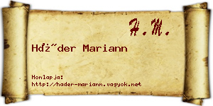 Háder Mariann névjegykártya