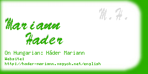 mariann hader business card