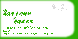 mariann hader business card